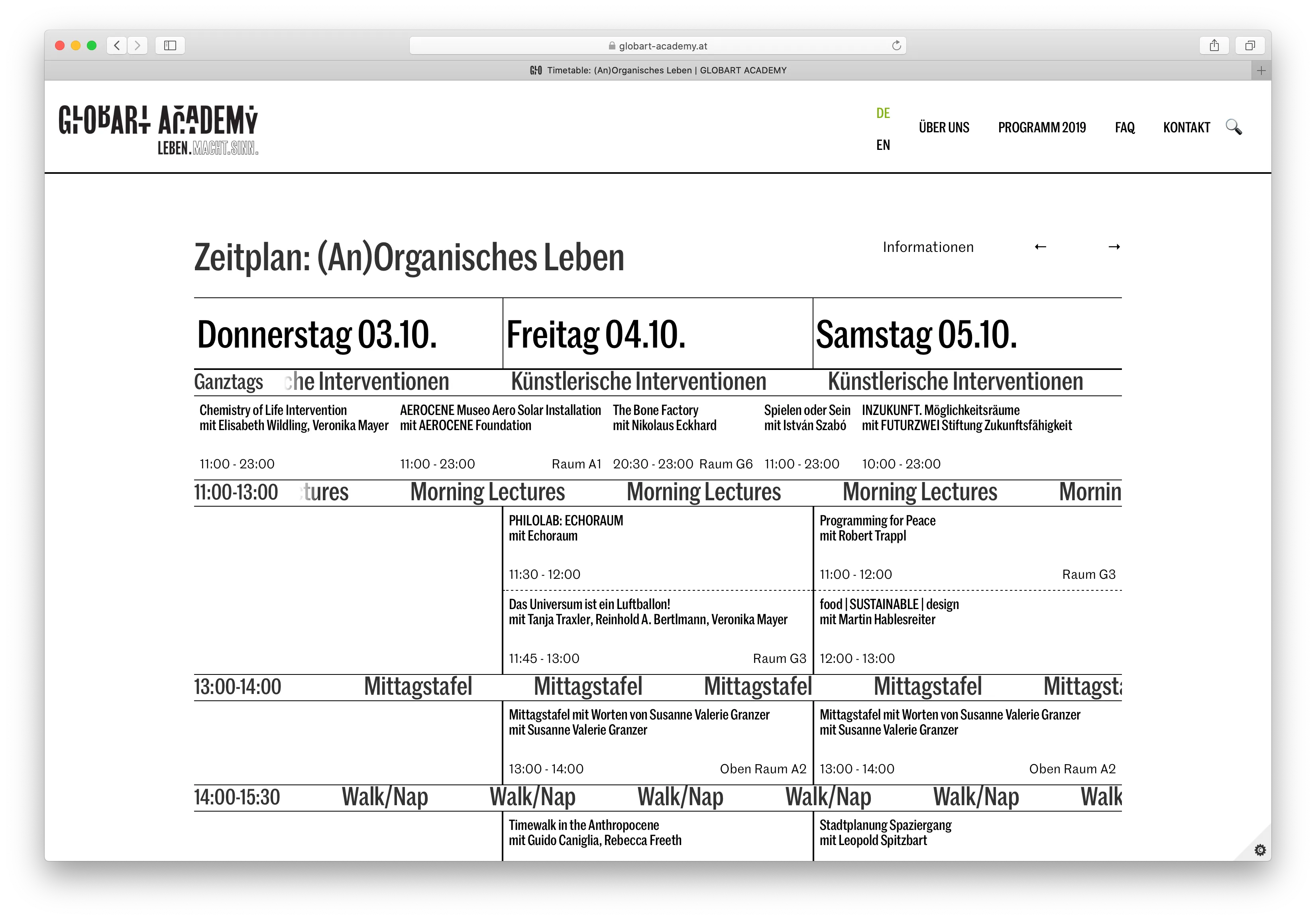 GLOBART Academy screen 2