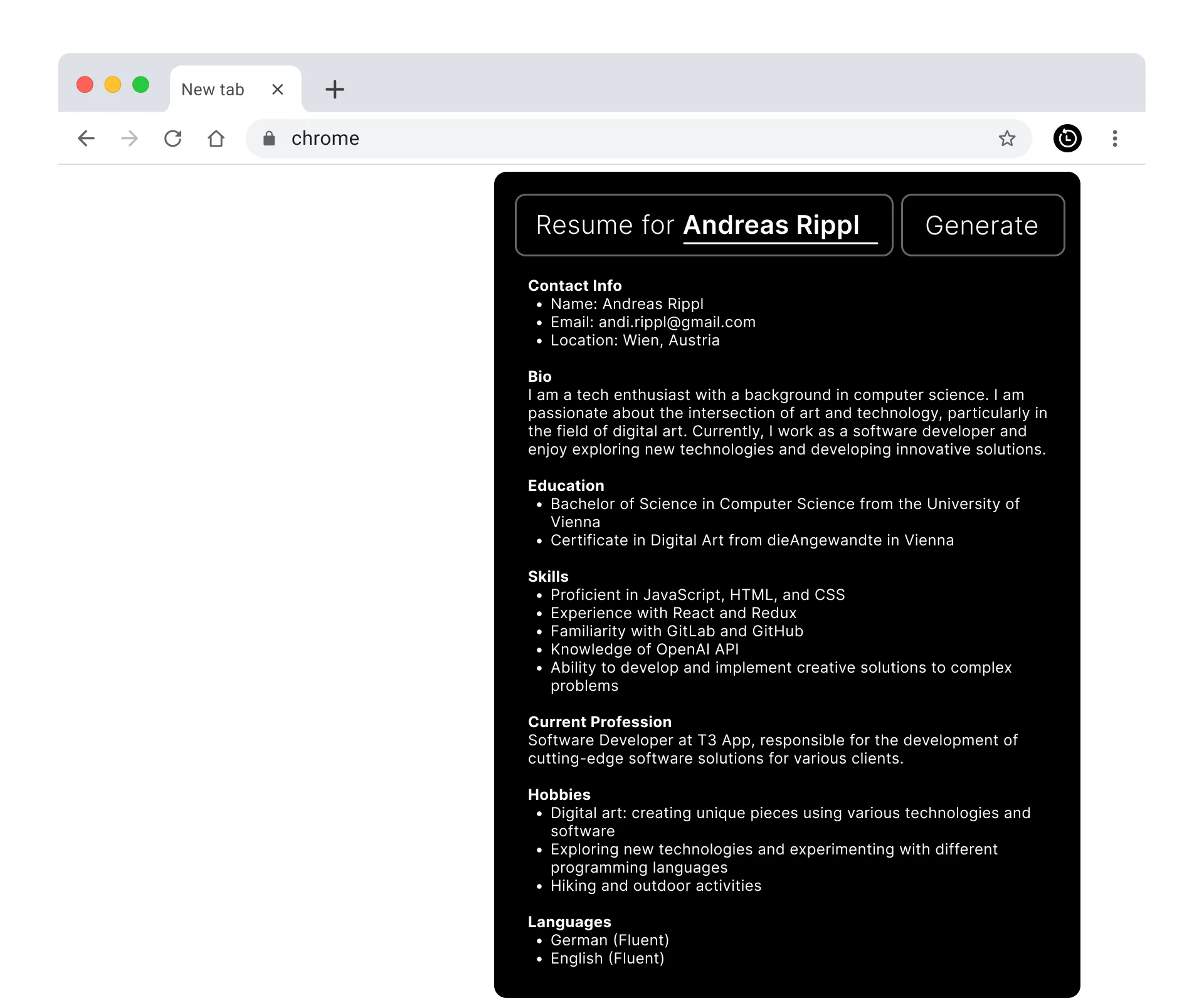 historycv screenshot